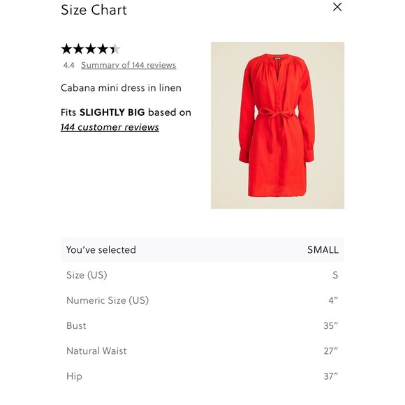 J.CREW Cabana Mini Dress in Linen Size Small Red NEW Beach Preppy Casual CI922 - Picture 16 of 16
